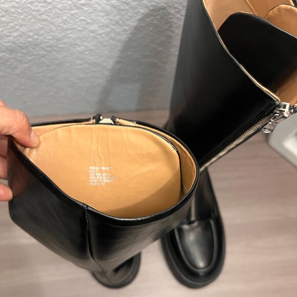  Steve Madden RINZA Mid-Calf Boots Size 8.5 Black Leather Center Zipper (New, No - Picture 8 of 8